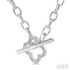 1/10 Ctw Round Cut Diamond Open Window Clover Toggle Fashion Necklace in Sterling Silver