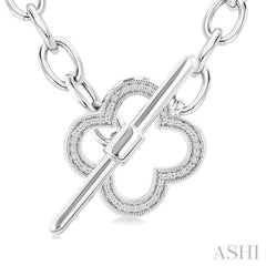 1/10 Ctw Round Cut Diamond Open Window Clover Toggle Fashion Necklace in Sterling Silver