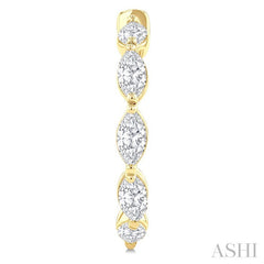 3/4 Ctw Marquise Cut Diamond Fashion Half Hoop Earrings in 14K Yellow Gold