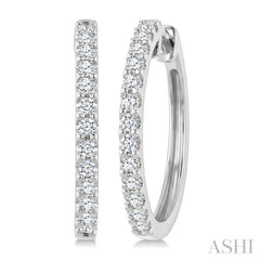 1/2 Ctw Round Cut Diamond Hoop Earrings in 14K White Gold