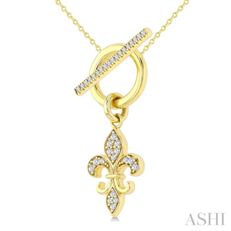 1/5 Ctw Round Cut Diamond  Fleur Toggle Fashion Necklace in 10K Yellow Gold