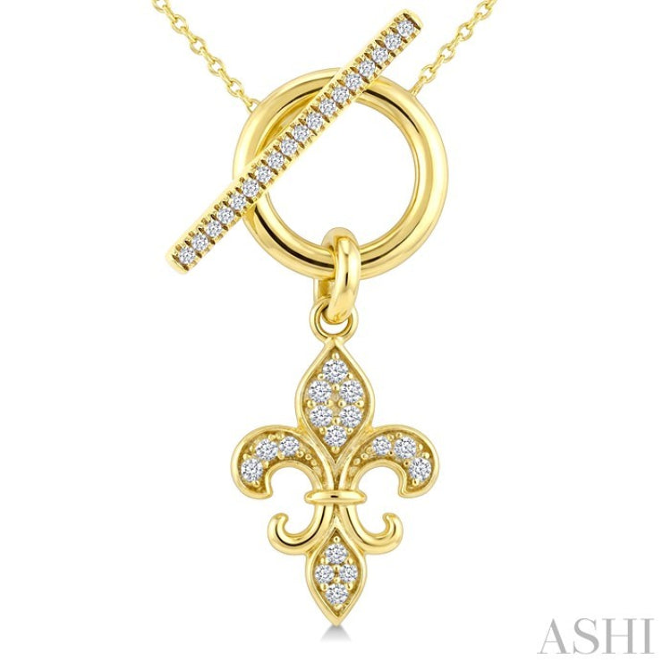 1/5 Ctw Round Cut Diamond  Fleur Toggle Fashion Necklace in 10K Yellow Gold