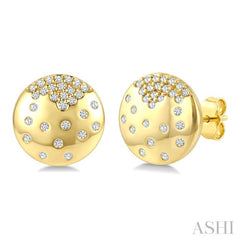 1/5 Ctw Round Cut Diamond Circle Mosaic Stud Earrings in 10K Yellow Gold