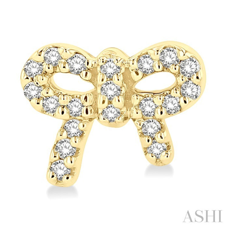 1/8 Ctw Bow Tie Round Cut Diamond Petite Fashion Earrings in 10K Yellow Gold