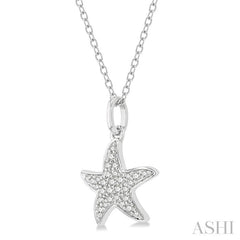 1/10 Ctw Starfish Petite Round Cut Diamond Fashion Pendant With Chain in 14K White Gold