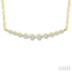 1/6 Ctw Curved Bar Round Cut Diamond Fashion Necklace in 10K Yellow Gold