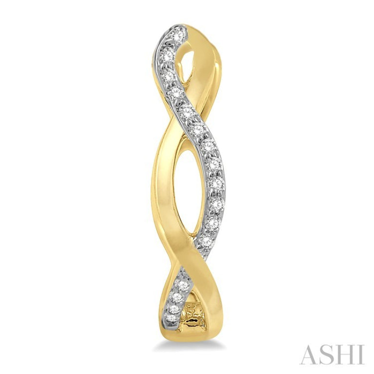 1/10 Ctw Entwined Round Cut Diamond Hoop Earrings in 14K Yellow Gold