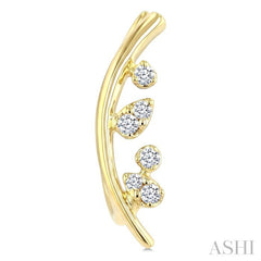 1/10 Ctw Round Cut Diamond Fashion Ear Climbers in 10K Yellow Gold