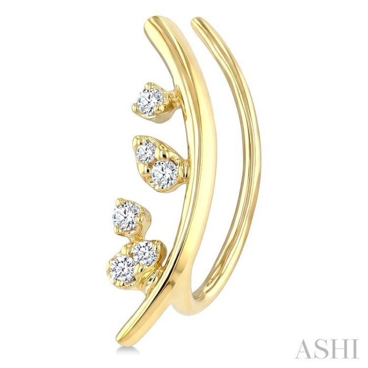 1/10 Ctw Round Cut Diamond Fashion Ear Climbers in 10K Yellow Gold