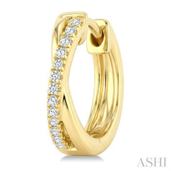 1/10 Ctw 'X' Petite Round Cut Diamond Fashion Huggie Earrings in 10K Yellow Gold