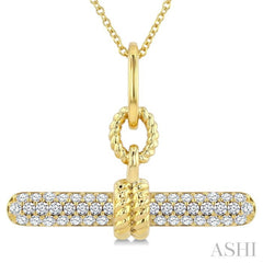 1/3 Ctw Round Cut Diamond T-Bar Fashion Pendant With Chain in 14K Yellow Gold