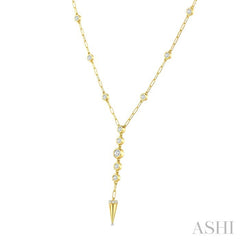 1 Ctw Paperclip Round Cut Diamond Fashion Station Necklace in 14K Yellow Gold