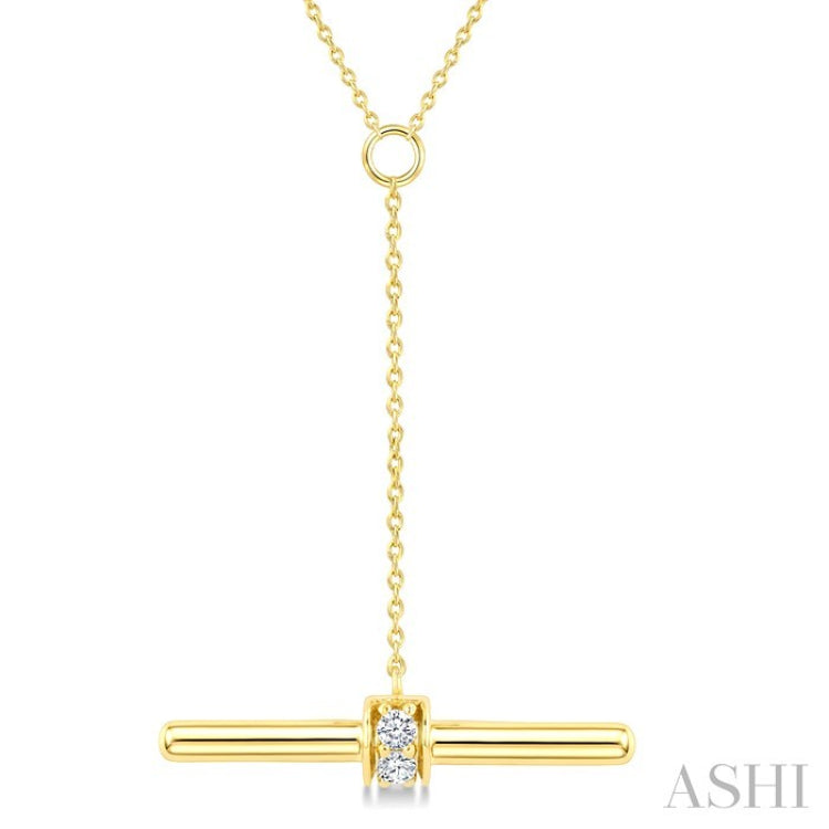 1/10 Ctw Round Cut Diamond T-Bar Fashion Necklace in 10K Yellow Gold