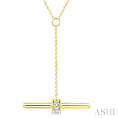 1/10 Ctw Round Cut Diamond T-Bar Fashion Necklace in 10K Yellow Gold
