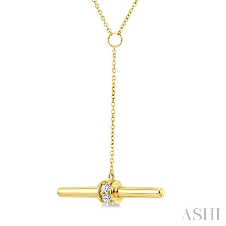 1/10 Ctw Round Cut Diamond T-Bar Fashion Necklace in 10K Yellow Gold