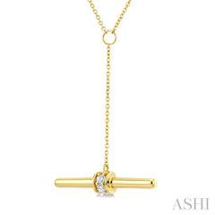 1/10 Ctw Round Cut Diamond T-Bar Fashion Necklace in 10K Yellow Gold