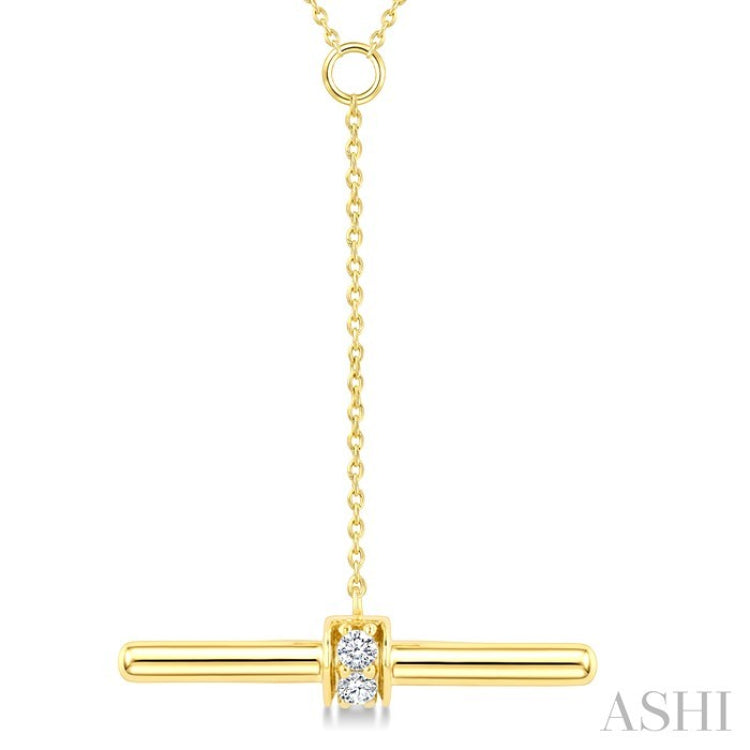 1/10 Ctw Round Cut Diamond T-Bar Fashion Necklace in 10K Yellow Gold