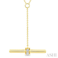 1/10 Ctw Round Cut Diamond T-Bar Fashion Necklace in 10K Yellow Gold
