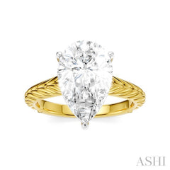 1/10 Ctw Pear Shape Round Cut Diamond Akari Wheat Shank Semi-Mount Engagement Ring in 14K Yellow and White Gold
