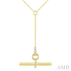 1/10 Ctw Round Cut Diamond T-Bar Fashion Necklace in 10K Yellow Gold