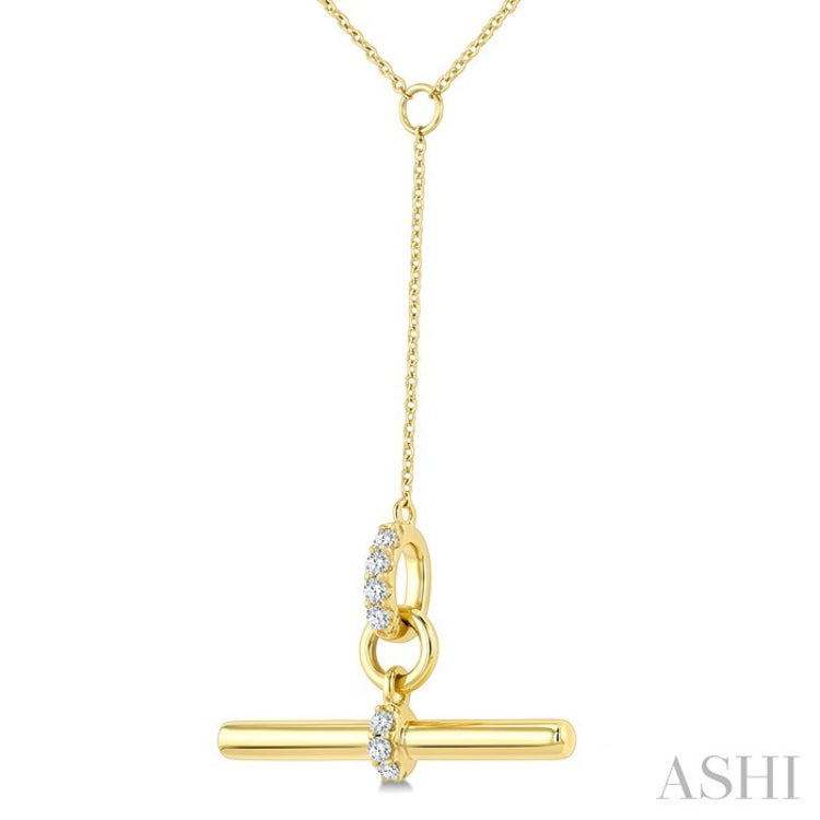 1/10 Ctw Round Cut Diamond T-Bar Fashion Necklace in 10K Yellow Gold