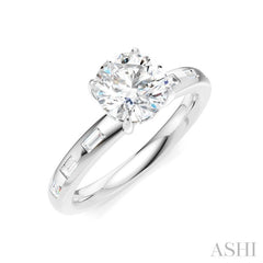 1/4 Ctw Round Shape Baguette and Round Cut Diamond Semi-Mount Engagement Ring in 14K White Gold