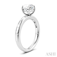 1/4 Ctw Round Shape Baguette and Round Cut Diamond Semi-Mount Engagement Ring in 14K White Gold