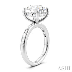 1/3 Ctw Akari Circular Shape, Baguette and Round Cut Diamond Semi Mount Engagement Ring in 14K White Gold