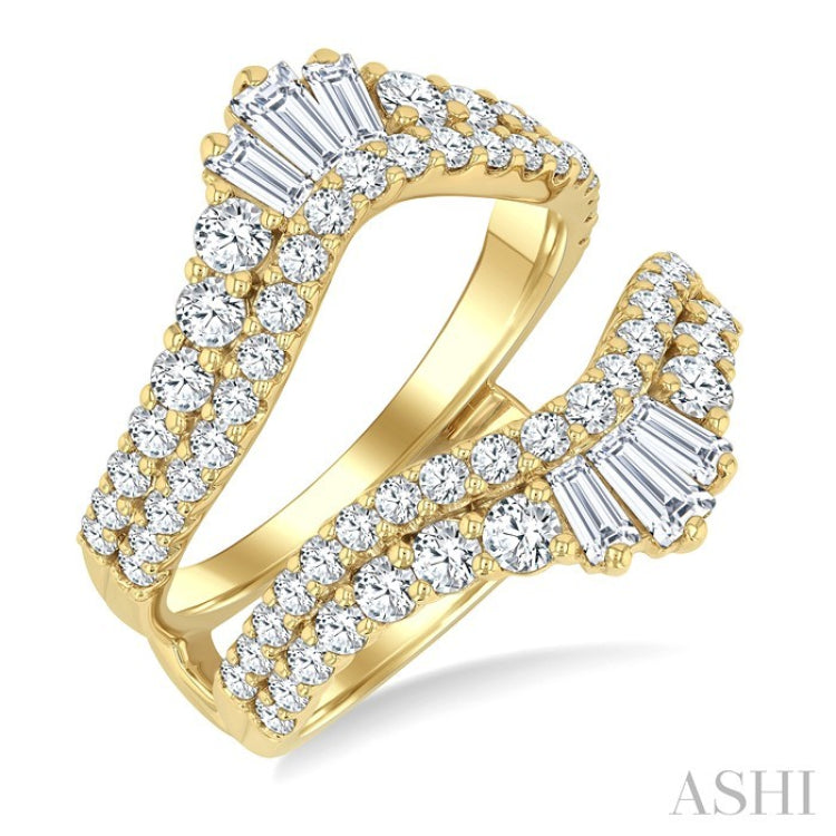 2 Ctw Baguette and Round Cut Diamond Insert Ring in 14K Yellow Gold