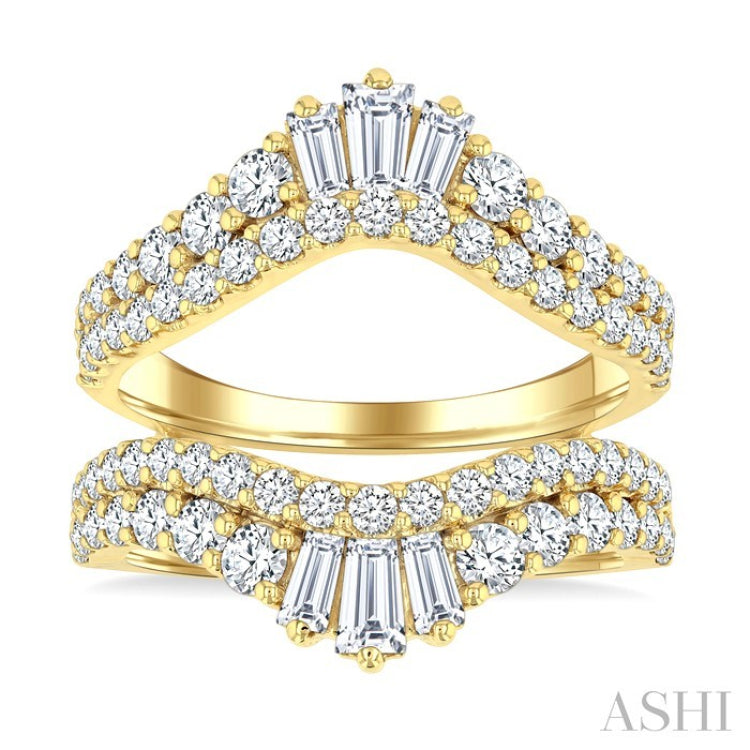 2 Ctw Baguette and Round Cut Diamond Insert Ring in 14K Yellow Gold