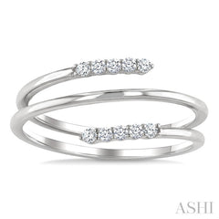 1/6 Ctw Split Double Spring Coil Round Cut Diamond Open Fashion Ring in 10K White Gold