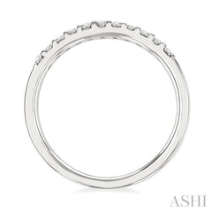 1/4 Ctw Vertically Aligned Baguette and Round Cut Diamond Stackable Fashion Band in 10K White Gold