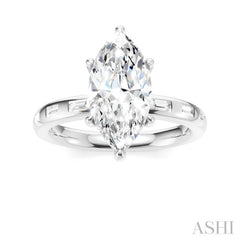 1/4 Ctw Marquise Shape Baguette and Round Cut Diamond Semi-Mount Engagement Ring in 14K White Gold