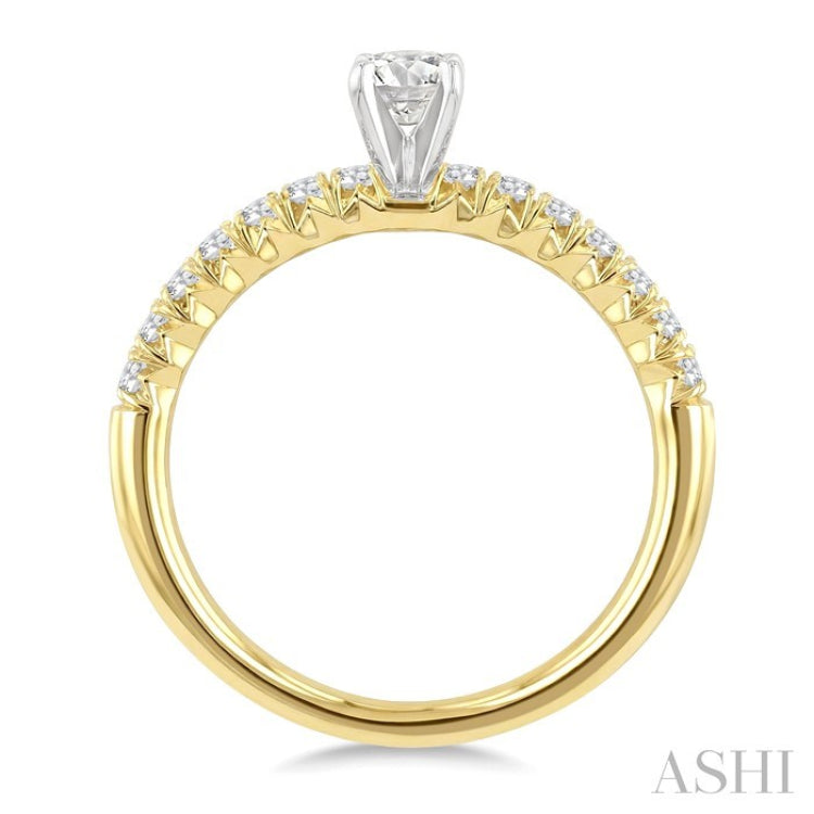 1/4 Ctw Round Cut Diamond Semi-Mount Engagement Ring in 14K Yellow and White Gold