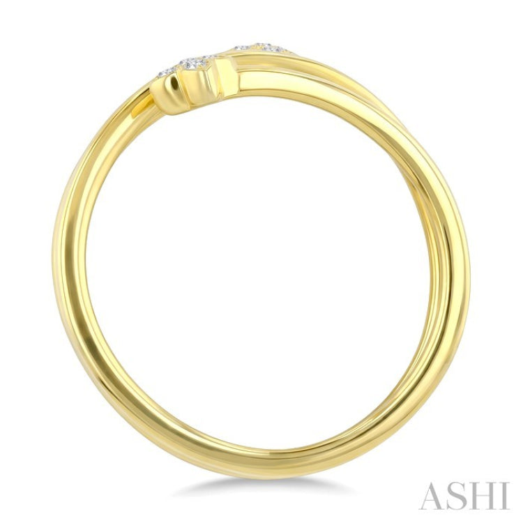 1/20 Ctw Split Double Clover Coil Round Cut Diamond Open Fashion Ring in 10K Yellow Gold