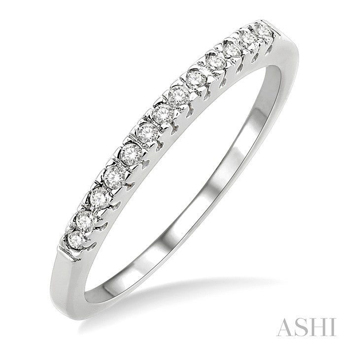 1/10 Ctw Round Cut Diamond Wedding Band in 14K White Gold