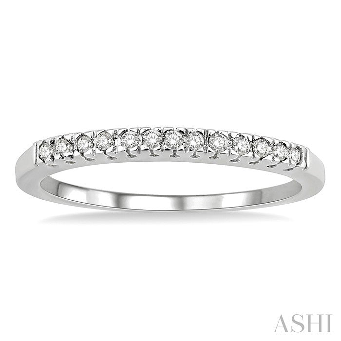 1/10 Ctw Round Cut Diamond Wedding Band in 14K White Gold