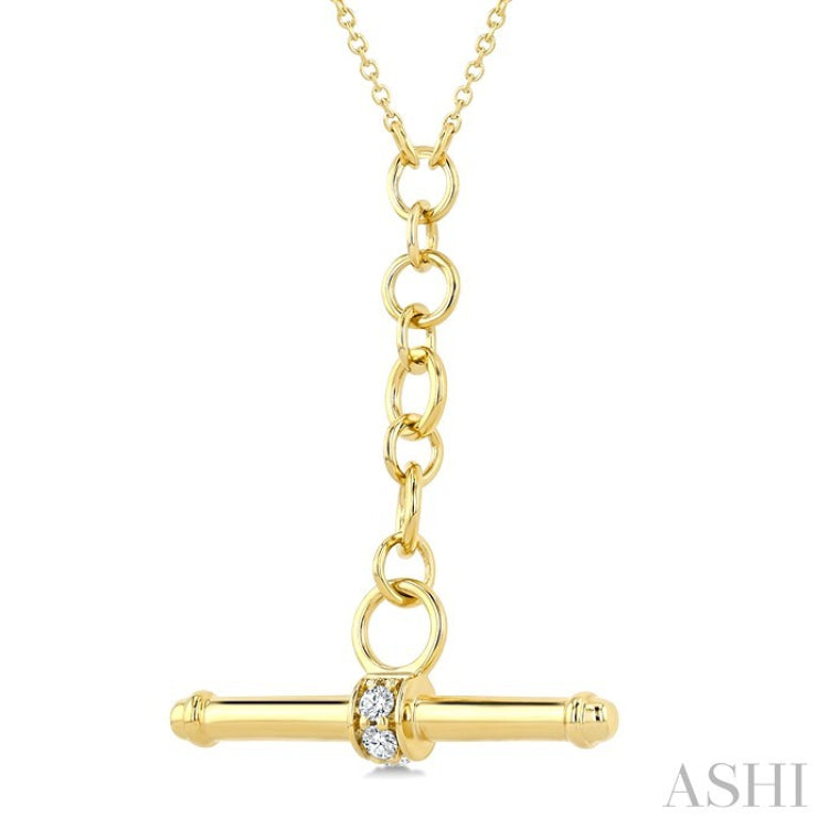 1/10 Ctw Round Cut Diamond T-Bar Fashion Necklace in 10K Yellow Gold