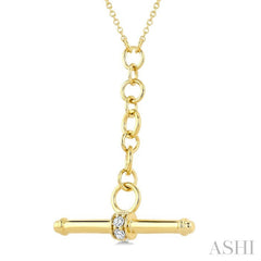 1/10 Ctw Round Cut Diamond T-Bar Fashion Necklace in 10K Yellow Gold