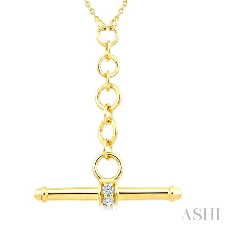 1/10 Ctw Round Cut Diamond T-Bar Fashion Necklace in 10K Yellow Gold
