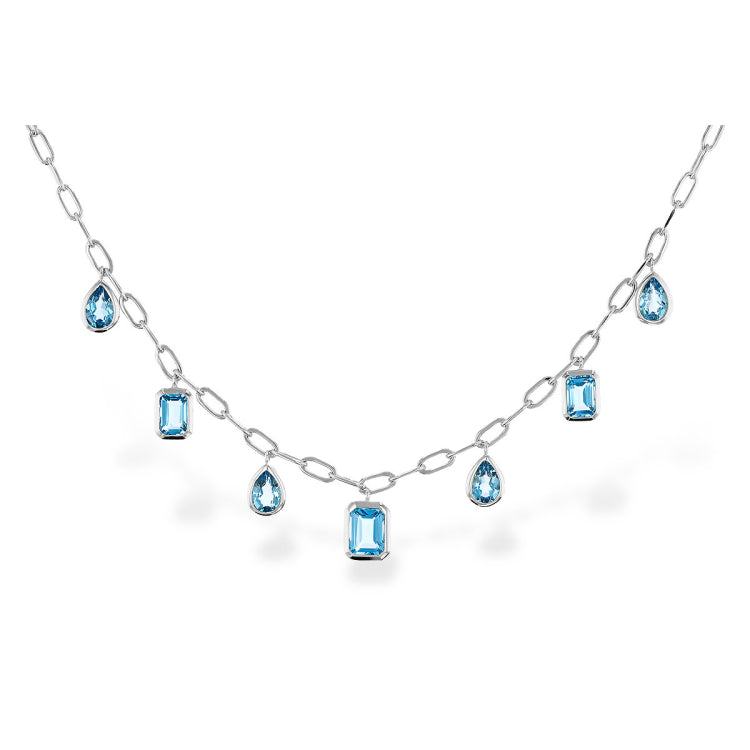 14KT Gold Blue Topaz Necklace