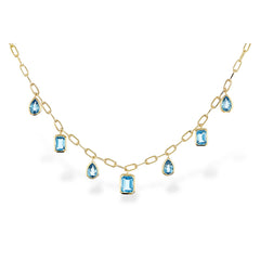 14KT Gold Blue Topaz Necklace