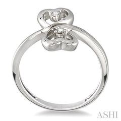 1/20 ctw Round Cut Dual Heart Diamond Ring in 14K White Gold