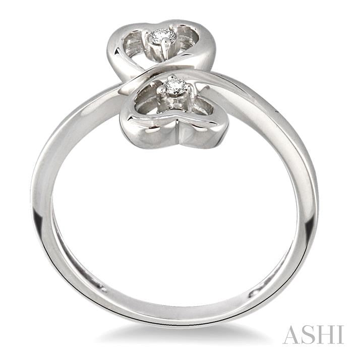 1/20 ctw Round Cut Dual Heart Diamond Ring in 10K White Gold