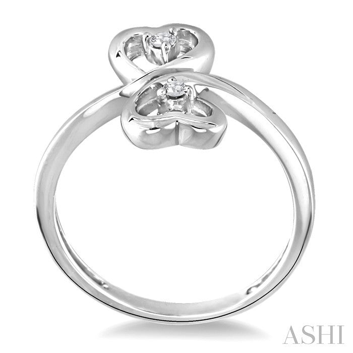 1/20 Ctw Round Cut Dual Heart Diamond Ring in 10K White Gold