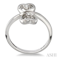 1/20 ctw Round Cut Dual Heart Diamond Ring in 10K White Gold