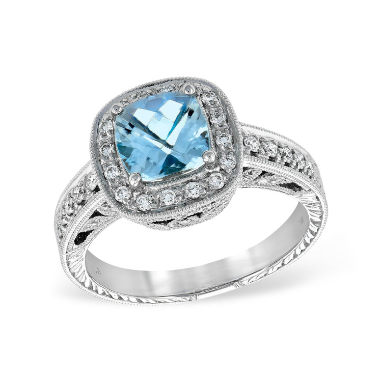 14KT Gold Ladies Aqua Fashion Ring
