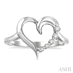 1/10 Ctw Round Cut Diamond Journey Heart Ring in 14K White Gold