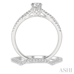 1/2 Ctw Diamond Wedding Set with 3/8 Ctw Round Cut Engagement Ring and 1/10 Ctw Wedding Band in 14K White Gold