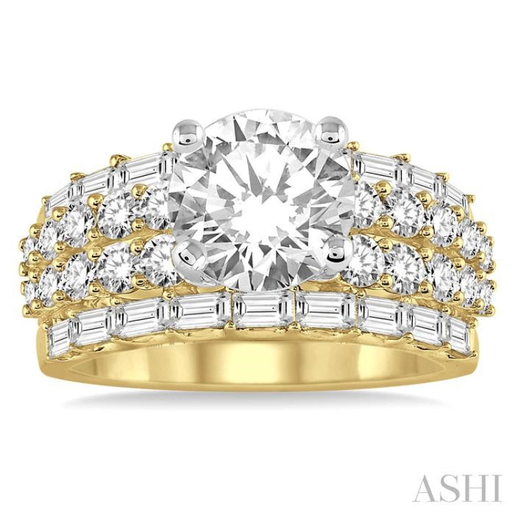 1 3/4 Ctw Diamond Semi-Mount Engagement Ring in 14K Yellow and White Gold